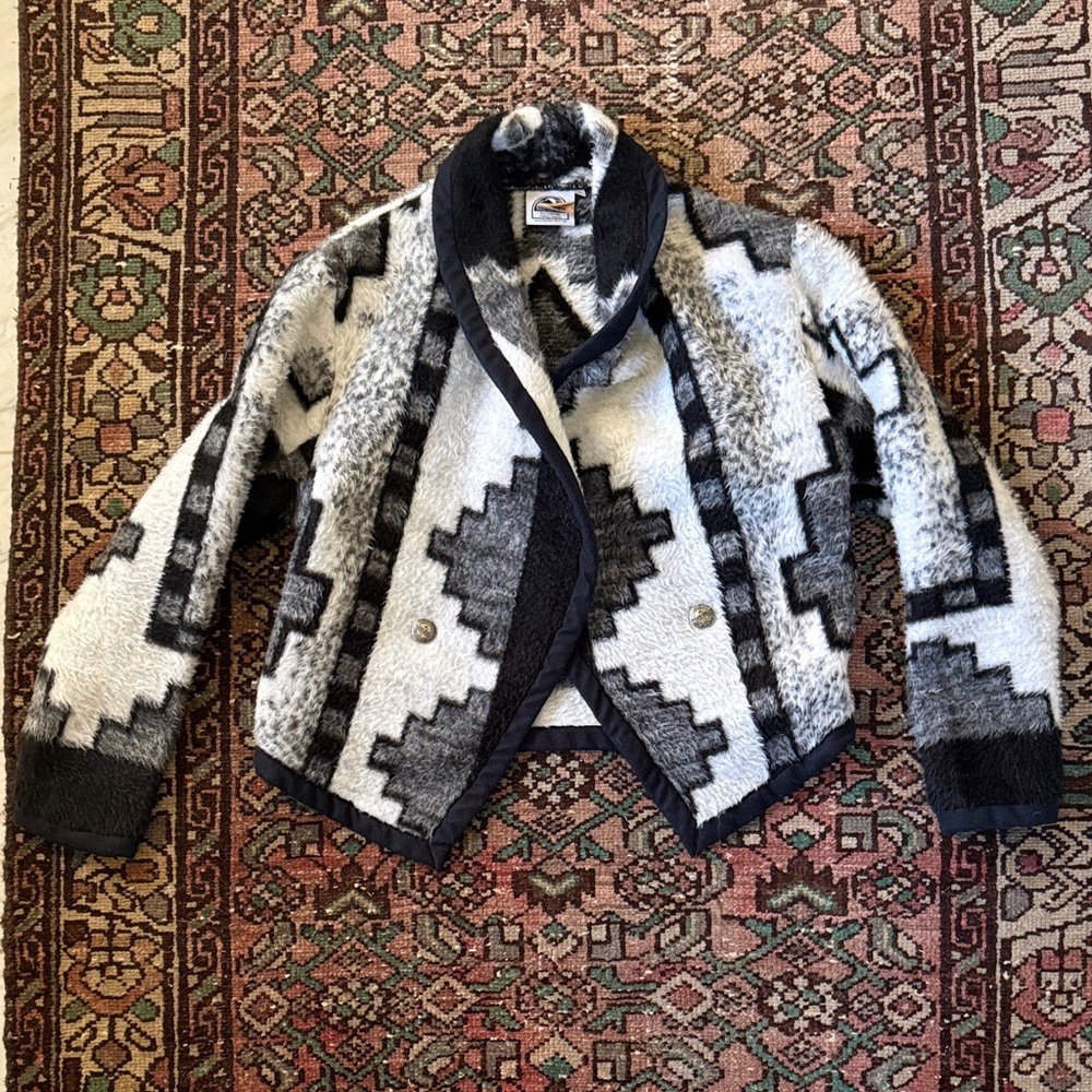 Vintage Southwest Together West Black and White Faux Fur Jacket